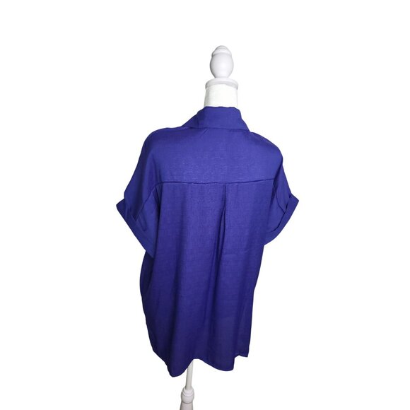 Women's Purple Button-Up Short Sleeve Shirt Lightweight Casual Wear XL - Picture 3 of 7